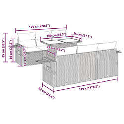 vidaXL Salon de jardin avec coussins 7 pcs gris clair résine tressée pas cher