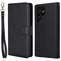 Etui en PU détachable 2 en 1, magnétique, antichoc avec support et sangle noir pour votre Samsung Galaxy S22 Ultra 5G