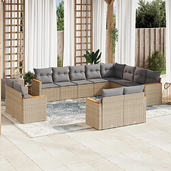 Maison Chic Salon de jardin avec coussins 12 pcs | Ensemble de Table et chaises | Mobilier d'Extérieur beige résine tressée -GKD22553