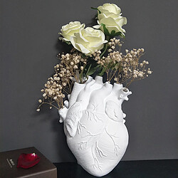 Acheter Vase Coeur Anatomique Résine Pot De Fleur Ornement De Bureau Armoire à La Maison Blanc