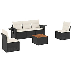 Maison Chic Salon de jardin 6 pcs avec coussins | Ensemble de Table et chaises | Mobilier d'Extérieur noir résine tressée -GKD55519