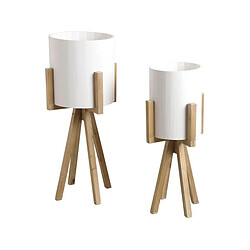 Aubry Gaspard Cache-pots ronds sur pieds en bois (Lot de 2).