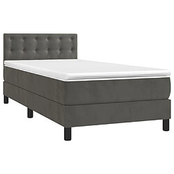 Avis Maison Chic Lit adulte- Lit + matelas,Sommier à lattes de lit avec matelas et LED Gris foncé 90x200cm -GKD88676