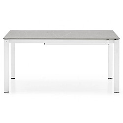 Inside 75 Table extensible 10 couverts EMINENCE 230 cm pieds métal blanc plateau mélaminé gris