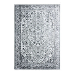 Thedecofactory VISCOSE IMPERIALE - Tapis en viscose médaillon gris clair 120x160