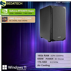 Sedatech PC Gamer Silent Silent • AMD Ryzen 7 5700X • RTX4070 Super • 16Go RAM • 1To SSD M.2 • Windows 11