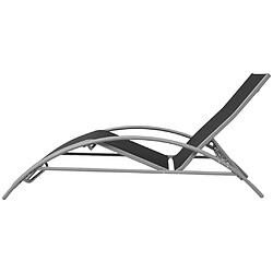 Helloshop26 Chaises longues et parasol aluminium noir 02_0011931 pas cher