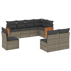 Maison Chic Salon de jardin 8 pcs avec coussins | Ensemble de Table et chaises | Mobilier d'Extérieur gris résine tressée -GKD77170