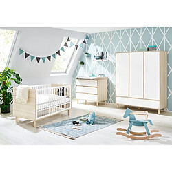 Pinolino Chambre de bébé Flow 3 pièces lit de bébé évolutif commode à langer armoire