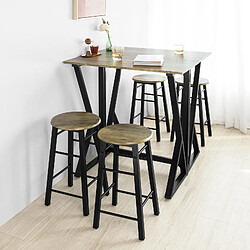 SoBuy OGT24-N Set de 1 Table + 4 Chaises Ensemble Table de Bar bistrot + 4 tabourets Table Mange-Debout Table Haute Cuisine Table à Manger