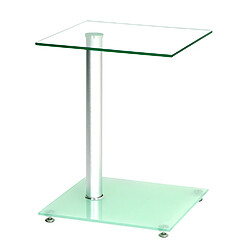 Pegane Table d'appoint en aluminium alu avec plateau en verre, L40 x P40 x H52 cm