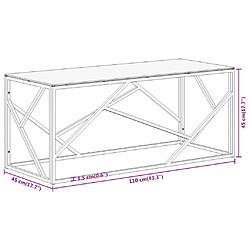 vidaXL Table basse argenté acier inoxydable et verre trempé pas cher