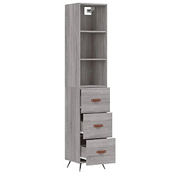 Avis vidaXL Buffet haut Sonoma gris 34,5x34x180 cm Bois d'ingénierie