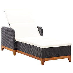 Helloshop26 Transat chaise longue bain de soleil lit de jardin terrasse meuble d'extérieur résine tressée et bois d'acacia massif noir 02_0012919