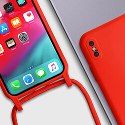 Avizar Coque Cordon iPhone X et XS Semi-rigide Lanière Tour du Cou 80cm rouge pas cher