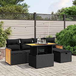 Maison Chic Ensemble Tables et chaises d'extérieur 6pcs avec coussins,Salon de jardin noir résine tressée -GKD254972