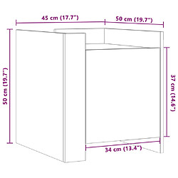 vidaXL Table de chevet gris béton 45x50x50 cm bois d’ingénierie pas cher