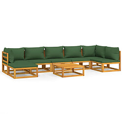 vidaXL Salon de jardin 8 pcs avec coussins vert bois massif