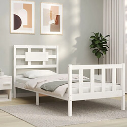 Maison Chic Cadre/structure de lit et tête de lit pour adulte - Lit Moderne Chambre blanc 100x200 cm bois massif -MN79058