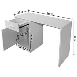 vidaXL Bureau avec tiroir et placard 100x40x73 cm Blanc pas cher