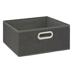 Avis Toilinux Lot de 2 Boites de rangement en tissu l.31 x h. 15 cm - Gris foncé chiné