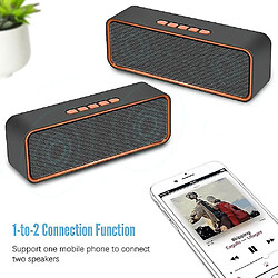 Universal Conférencier portable sans câlins, haut-parleur Bluetooth 5.0 avec basse stéréo 3D, batterie de 1500mAh, durée de vie de la batterie de 12 heures (orange)