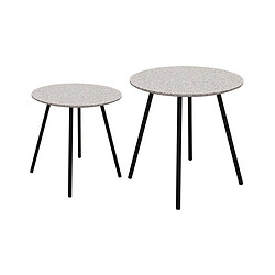 The Home Deco Factory Tables gigognes plateau effet granit Pluton (Lot de 2) Gris.