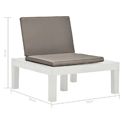 vidaXL Chaise de salon de jardin avec coussin Plastique Blanc pas cher