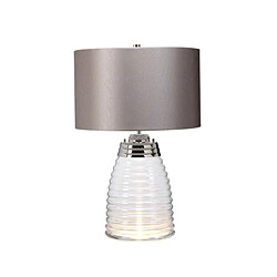 Elstead Lighting Lampe de table Milne Verre,Acier,Satin texturé Ferronnerie en nickel poli, verrerie transparente.