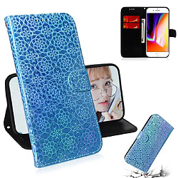 Wewoo Housse Coque Pour iPhone 7 Plus / 8 Plus couleur unie boucle colorée magnétique horizontale étui en cuir PU avec titulaire et fentes cartes et portefeuille et lanière bleu