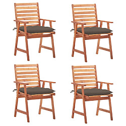 vidaXL Chaises à manger d'extérieur lot de 4 et coussins Acacia massif