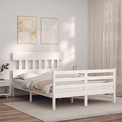 Maison Chic Lit adulte - Cadre Structure de lit avec tête de lit Contemporain blanc 120x200 cm bois massif -MN45322