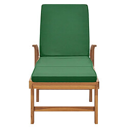 Acheter Helloshop26 Transat chaise longue bain de soleil lit de jardin terrasse meuble d'extérieur avec coussin bois de teck solide vert 02_0012432