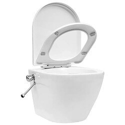 Avis vidaXL Toilette murale sans bord à fonction de bidet Céramique Blanc