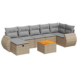 vidaXL Salon de jardin avec coussins 8 pcs beige résine tressée