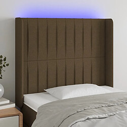 Maison Chic Tête de lit moderne à LED lumineuse pour chambre - Décoration de lit Marron foncé 103x16x118/128 cm Tissu -MN57906