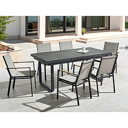 Beliani Table de jardin 180/240 x 90 cm Métal Noir VALCANETTO