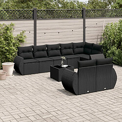 Maison Chic Salon de jardin 9 pcs avec coussins | Ensemble de Table et chaises | Mobilier d'Extérieur noir résine tressée -GKD77717