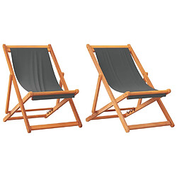 Maison Chic Lot de 2 Chaises de plage pliables | Chaises Relax d'extérieur gris tissu -GKD14552