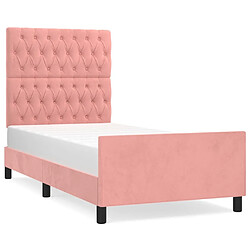 Maison Chic Lit adulte - Cadre Structure de lit avec tête de lit Contemporain Rose 90x200 cm Velours -MN56104