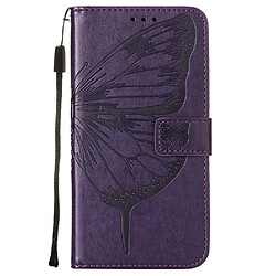 Etui en PU motif de papillons et de fleurs avec support, violet pour votre Realme C21Y