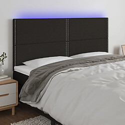 Maison Chic Tête de lit moderne à LED lumineuse pour chambre - Décoration de lit Noir 160x5x118/128 cm Tissu -MN32628