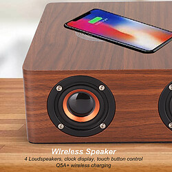 Avis ComfortXL Enceinte bluetooth réveil en bois pour chambre, bureau - grain de bois marron