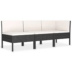 Maison Chic Salon de jardin 3 pcs + coussins - Mobilier/Meubles de jardin - Table et chaises d'extérieur Résine tressée Noir -MN67337 