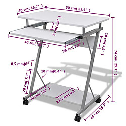 Maison Chic Bureau d'ordinateur solide,Table de travail compact avec plateau à clavier Blanc -GKD82273 pas cher