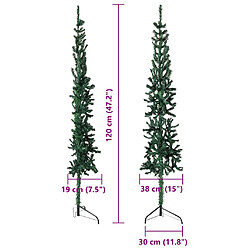 vidaXL Demi sapin de Noël artificiel mince avec support Vert 120 cm pas cher