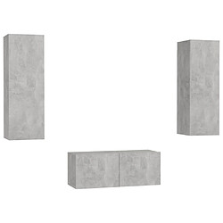 vidaXL Ensemble de meubles TV 3 pcs Gris béton Bois d'ingénierie