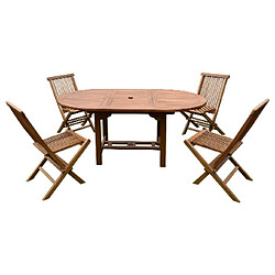 Mes Table de jardin 120/170x100x75 + lot de 4 chaises