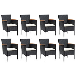 Avis Maison Chic Ensemble à manger d'extérieur 9 pcs avec coussins,Salon de jardin,Mobilier de jardin Résine tressée Noir -GKD795105