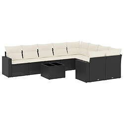 Maison Chic Salon de jardin 10 pcs avec coussins | Ensemble de Table et chaises | Mobilier d'Extérieur noir résine tressée -GKD71144